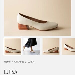 Luisa Women's Cream Loafers with Wooden Heel